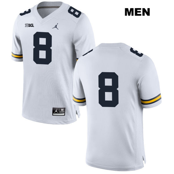 Men's NCAA Michigan Wolverines Ronnie Bell #8 No Name White Jordan Brand Authentic Stitched Football College Jersey CE25P43LT